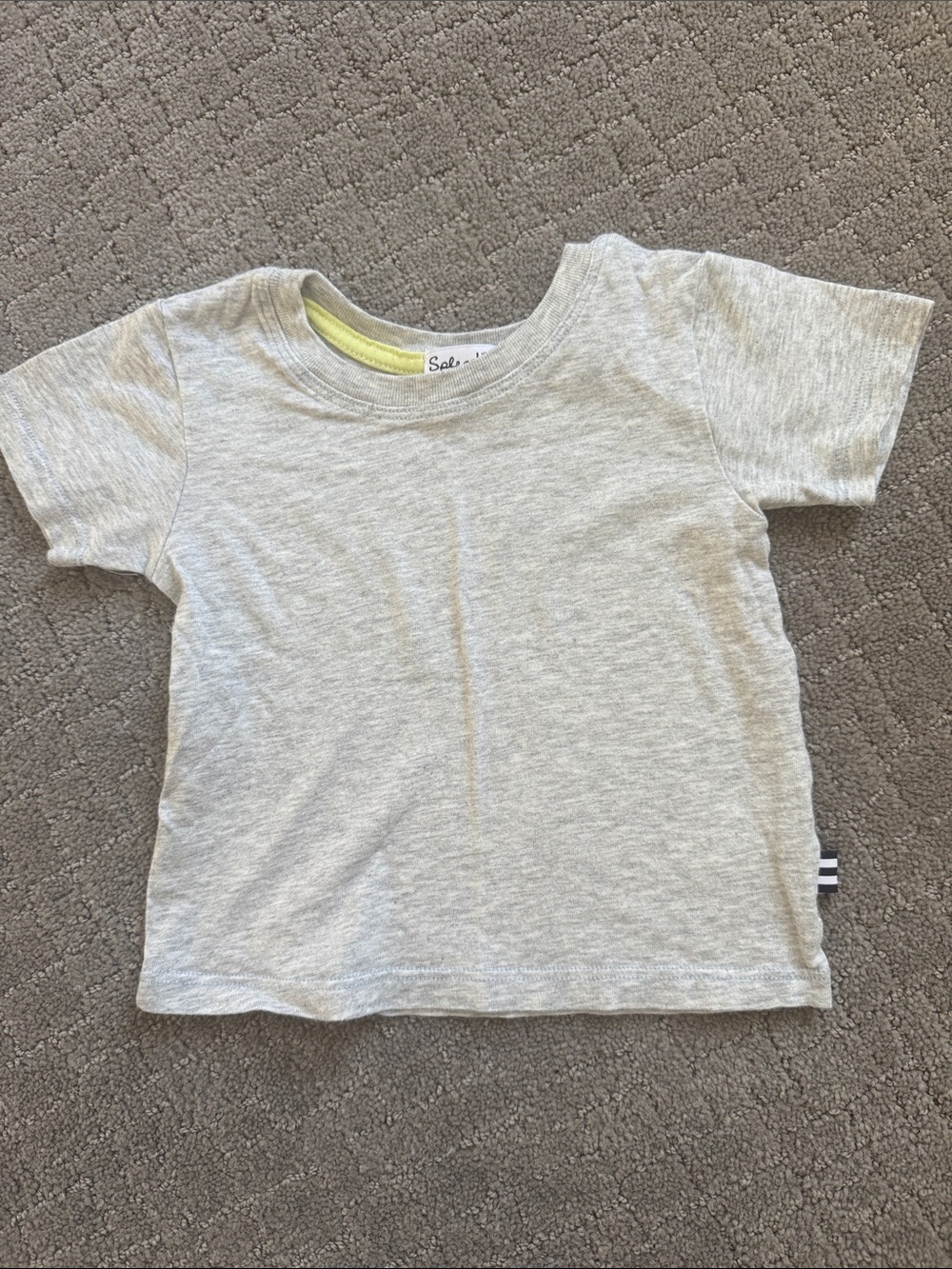 Splendid Heather Gray Short Sleeve Tee with Lime Neck Detail
